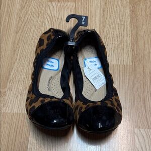 Time and Tru Leopard Print Flats with Black Accents